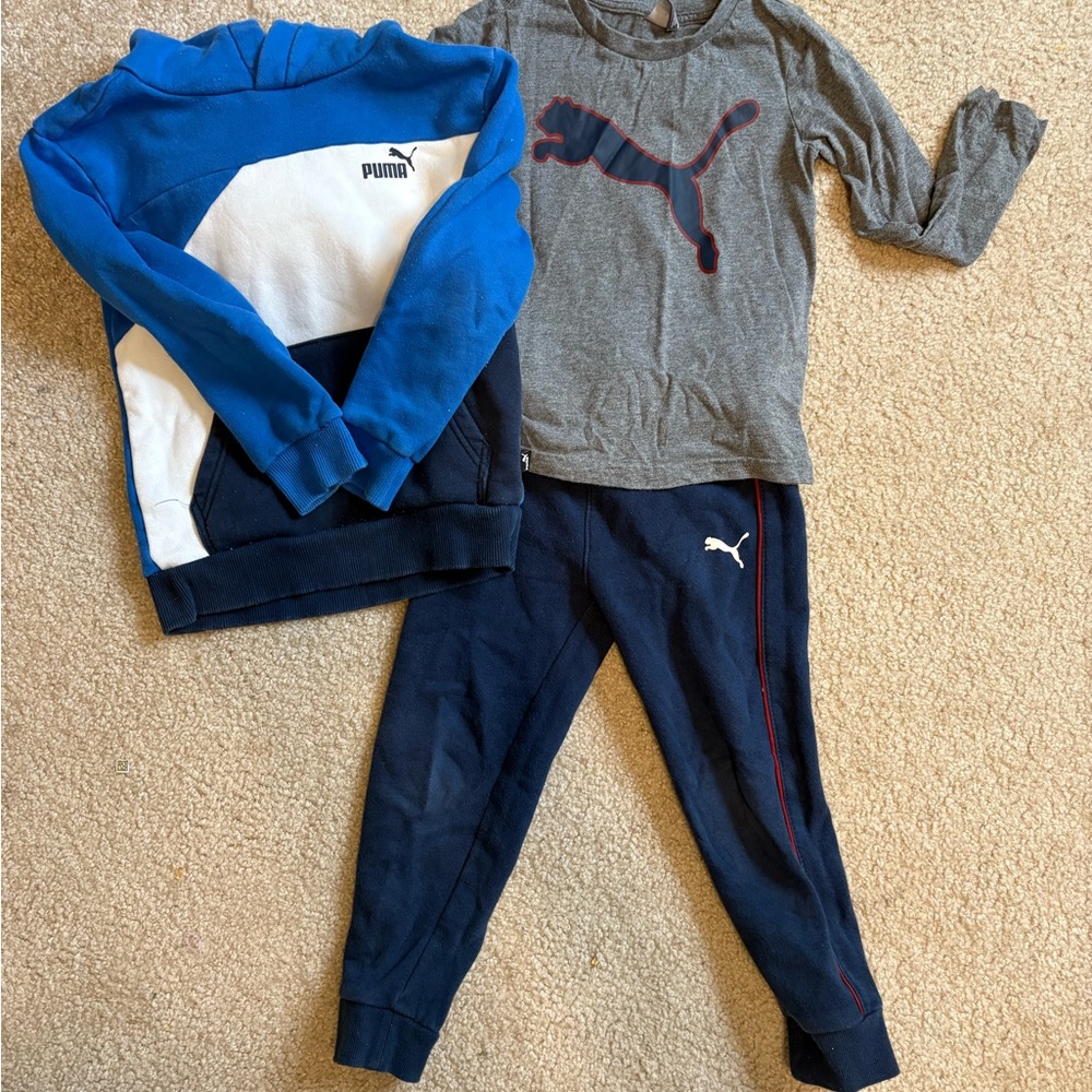 Puma Kids Blue and Gray Jogger Set 5T